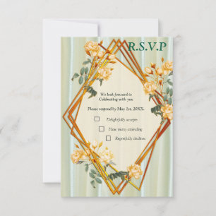 Bouquets of Multi-colour Roses on Silk textures RSVP Card