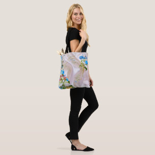 Bouquets of Multi-colour Roses on Silk textures Tote Bag