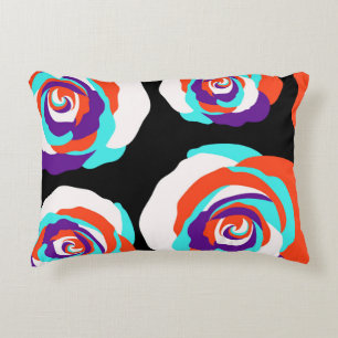 Bouquets of orange roses on a black background. Se Decorative Cushion