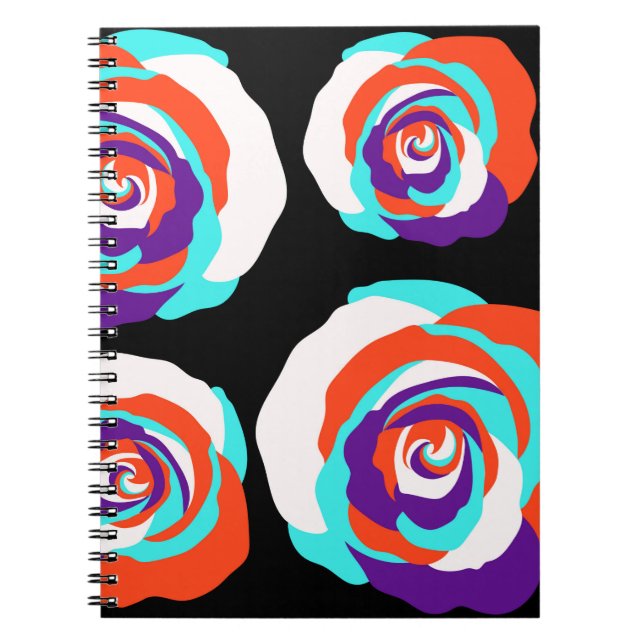 Bouquets of orange roses on a black background. Se Notebook (Front)