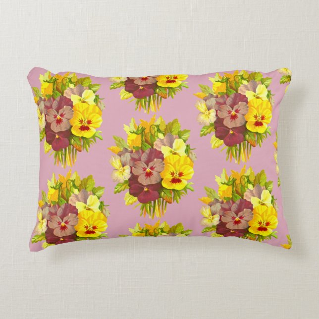 Bouquets of Pansy Flowers Decorative Cushion (Front)