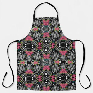 Bouquets of pink flowers flowers on a geometric apron