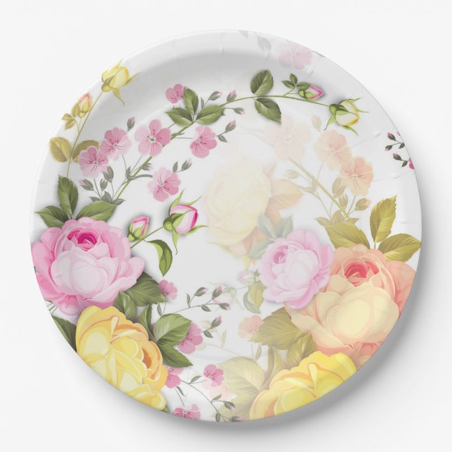 Bouquets of Roses 4 Paper Plate (Front)