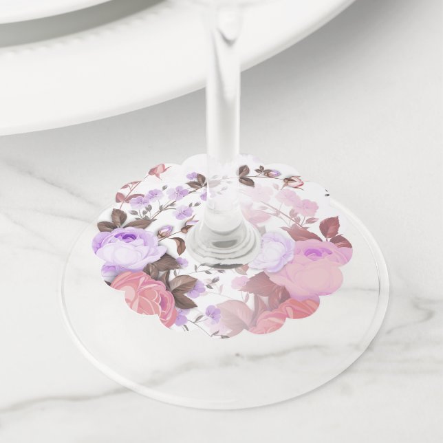 Bouquets of Roses 5 Wine Glass Tag (Close Up)