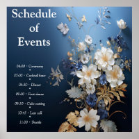 Bouquets of Silky Blue-White and Gold Edges