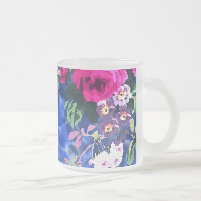 Bouquets with roses frosted glass coffee mug (Right)