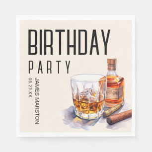 Bourbon and Cigar Birthday Party Napkin
