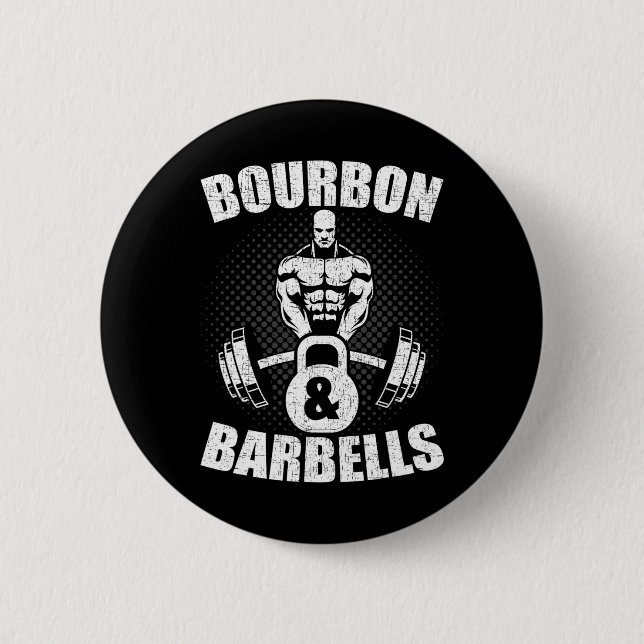 Bourbon Barbells Fitness Bodybuilding Weightliftin 6 Cm Round Badge (Front)