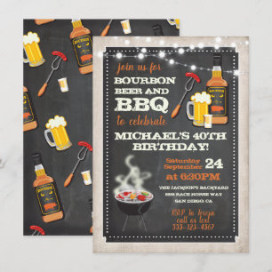 Bourbon Beer & BBQ Party Invitations