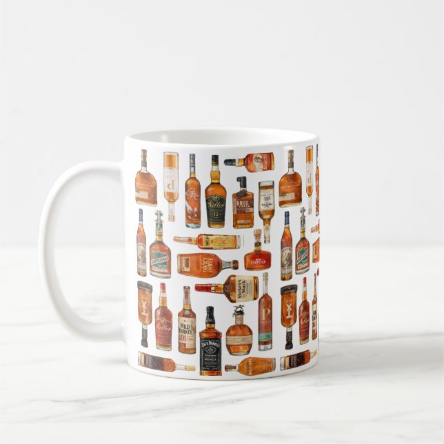 Bourbon Bottle Watercolor Mug (Left)