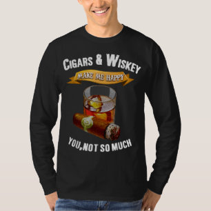 Bourbon Cigar Lover Cigars Smokers Whiskey Drinkin T-Shirt