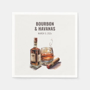 Bourbon & Cigars Men's Birthday Bachelor Party Napkin