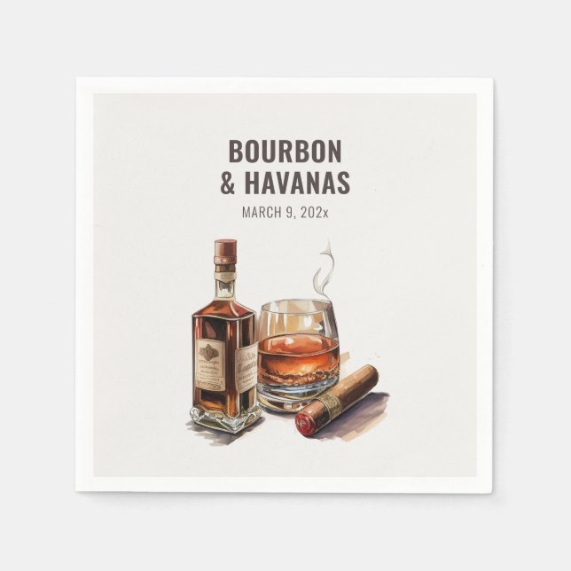 Bourbon & Cigars Men's Birthday Bachelor Party Napkin (Front)