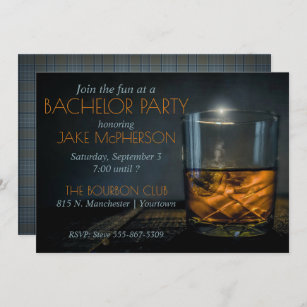 Bourbon Gentleman Plaid Bachelor Invitation