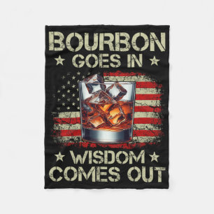 Bourbon Goes In Wisdom Comes Out Whiskey Usa Flag Fleece Blanket