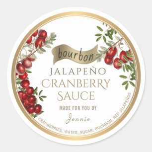 Bourbon Jalapeño Cranberry Sauce Made by Classic Round Sticker