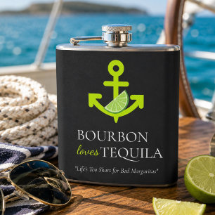 Bourbon Loves Tequila Anchor Lime Margarita Sail Hip Flask