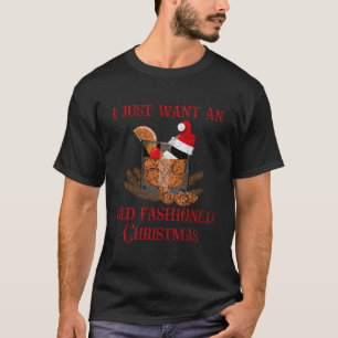 Bourbon Old Fashioned Christmas Cocktail Drinking T-Shirt