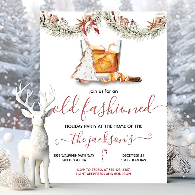Bourbon Old Fashioned Christmas Holiday Party Invitation (Creator Uploaded)
