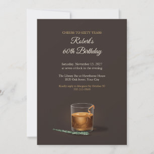 Bourbon on the Rocks 60th Birthday Invitation