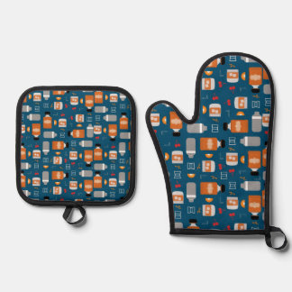 Bourbon Pattern Oven Mitt & Pot Holder Set