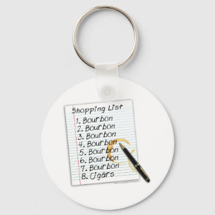 BOURBON SHOPPING LIST COCKTAIL HUMOR KEY RING