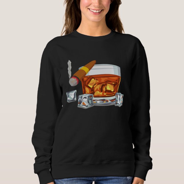 Bourbon Smoking Cigar  Mens Drinking Sweatshirt (Front)