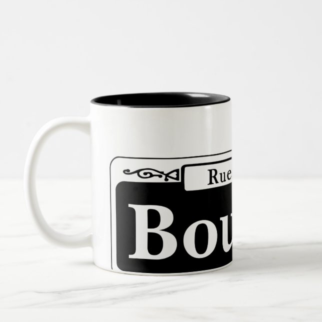 Bourbon St., New Orleans Street Sign Two-Tone Coffee Mug (Left)