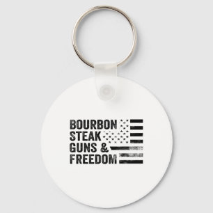 Bourbon Steak Guns And Freedom Usa Flag Whiskey Pa Key Ring