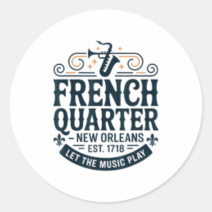 Bourbon Street French Quarter New Orleans Mardi Gr Classic Round Sticker