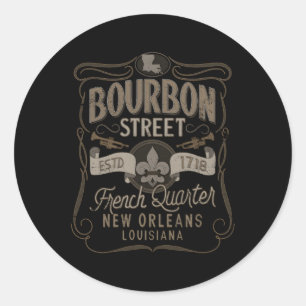 Bourbon Street French Quer New Orleans Classic Round Sticker