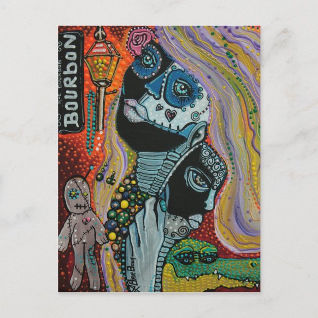 Bourbon Street Mardi Gras Art Postcard (Front)