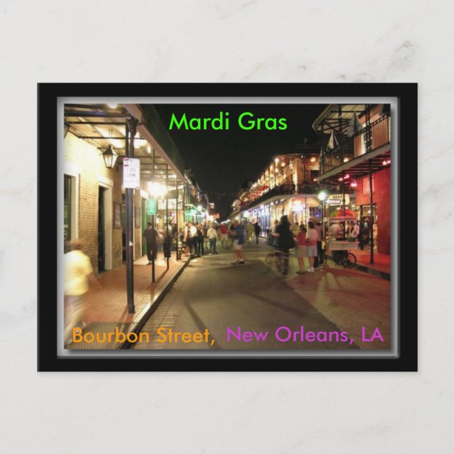 Bourbon Street Mardi Gras, New Orleans, LA postcar Postcard (Front)