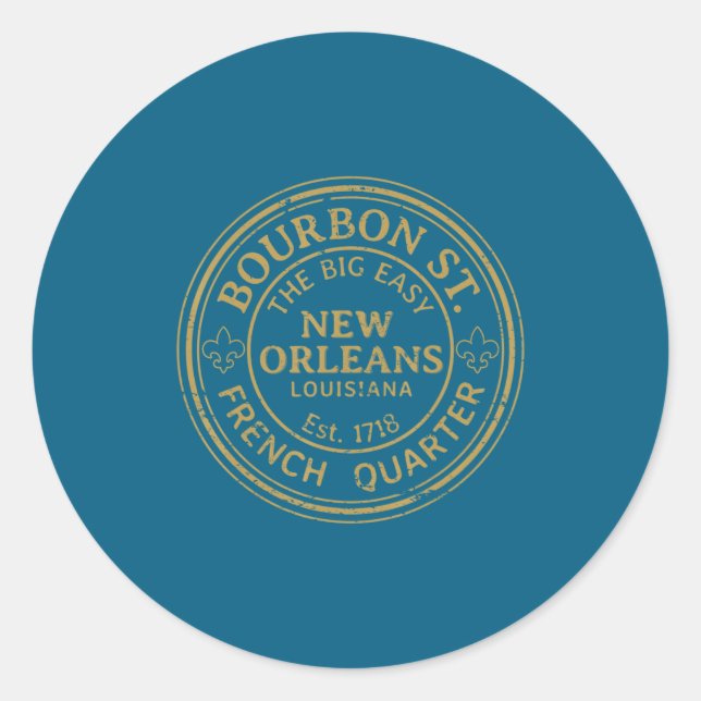 Bourbon Street New Orleans French Quarter Distress Classic Round Sticker (Front)