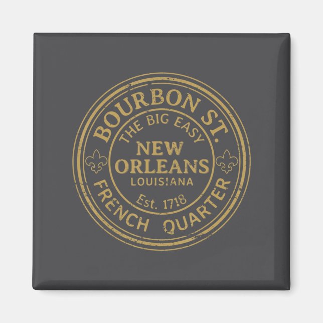 Bourbon Street New Orleans French Quarter Distress Magnet (Front)