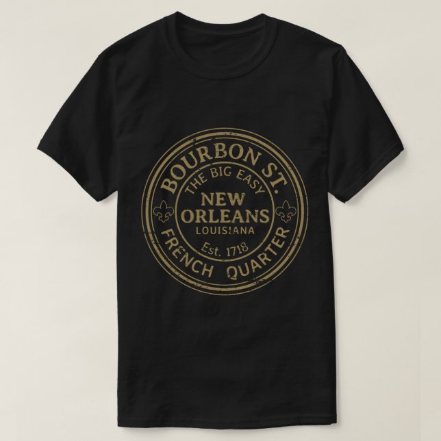 Bourbon Street New Orleans French Quarter Distress T-Shirt (Design Front)