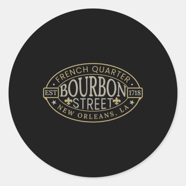 Bourbon Street New Orleans French Quarter Louisian Classic Round Sticker (Front)