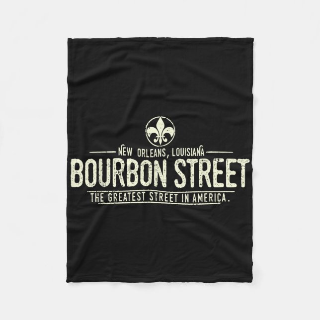 Bourbon Street New Orleans Louisiana Distressed  Fleece Blanket (Front)