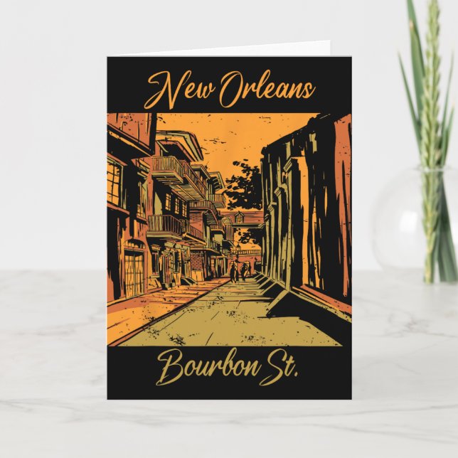Bourbon Street New Orleans Souvenir Louisiana Mard Card (Front)