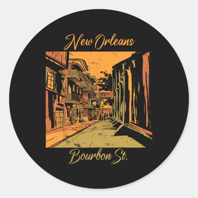 Bourbon Street New Orleans Souvenir Louisiana Mard Classic Round Sticker (Front)