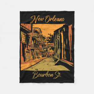 Bourbon Street New Orleans Souvenir Louisiana Mard Fleece Blanket