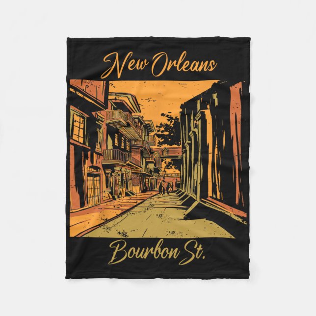 Bourbon Street New Orleans Souvenir Louisiana Mard Fleece Blanket (Front)