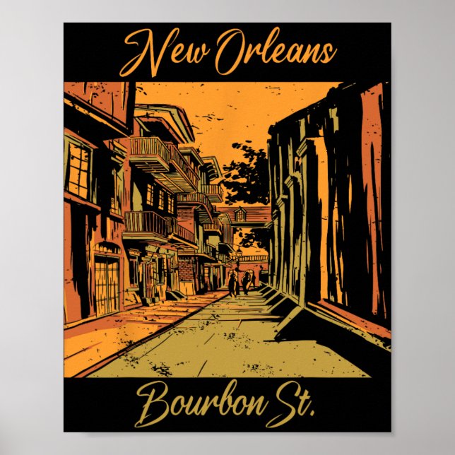 Bourbon Street New Orleans Souvenir Louisiana Mard Poster (Front)