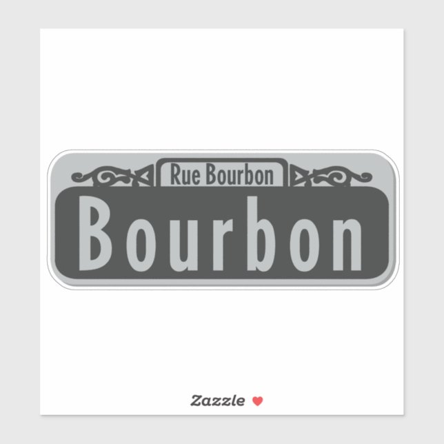 Bourbon Street (Rue Bourbon) Sign Sticker (Sheet)