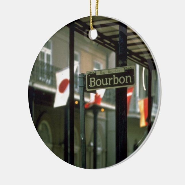 Bourbon Street Sign in New Orleans Ceramic Tree Decoration (Left)