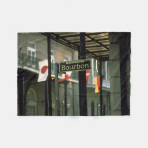 Bourbon Street Sign in New Orleans Fleece Blanket