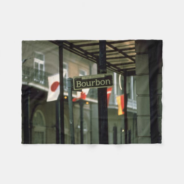 Bourbon Street Sign in New Orleans Fleece Blanket (Front (Horizontal))