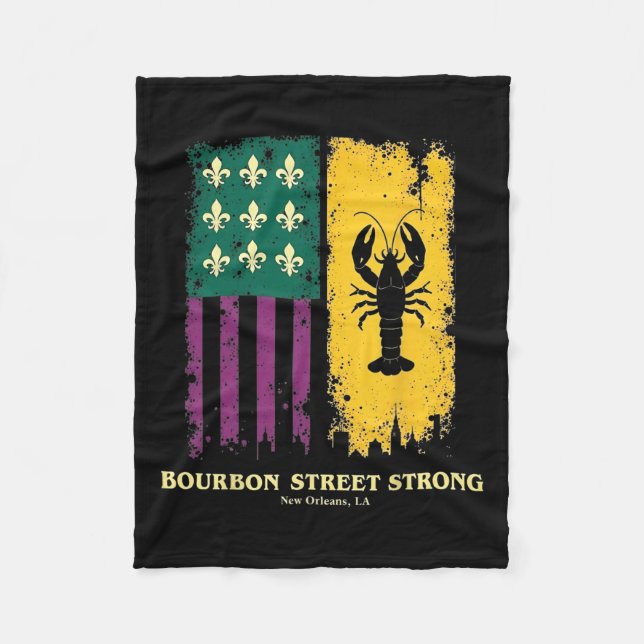 Bourbon Street Strong New Orleans Pride Crawfish M Fleece Blanket (Front)
