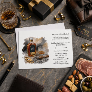 Bourbon Tasting 45th Birthday Whiskey Cigar Theme Invitation