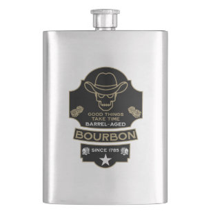 Bourbon Whiskey Art Hip Flask